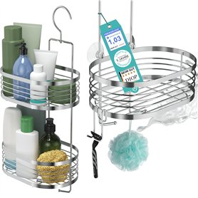 Étagère de douche à suspendre en acier inoxydable avec support de rasoir