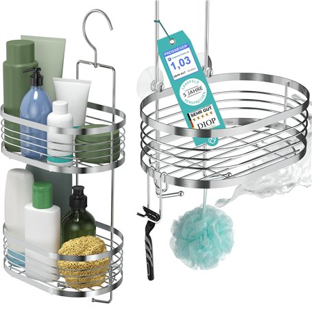 Étagère de douche à suspendre en acier inoxydable avec support de rasoir