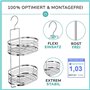 Étagère de douche à suspendre en acier inoxydable avec support de rasoir, ventouses et bagues d'espacement - Panier de douche fl