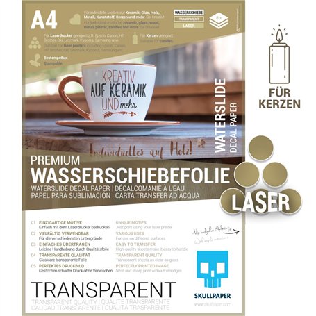 SKULLPAPER® Papier décalcomanie à eau ultra fin pour imprimantes laser