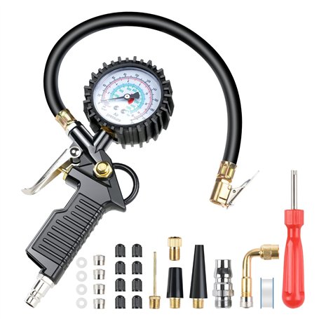 VSSHE Numérique Manomètre Pression Pneu 220 PSI Haute Précis Multifonctionnel Jauge de Pression des Pneus Numérique avec 24 Acce