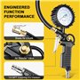 VSSHE Numérique Manomètre Pression Pneu 220 PSI Haute Précis Multifonctionnel Jauge de Pression des Pneus Numérique avec 24 Acce