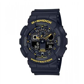 Casio G-Shock « Attention Jaune » Silicone Noir résistant aux Chocs GA-100CY-1AER