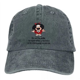 ZTQTQZZ Casquette de Baseball lavée rétro pour Hommes et Femmes visière de Protection Snapback Dessin animé Mafalda