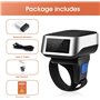 ININOSNP Scanners Portables Scanner de Doigt sans Fil 2D Portable QR Code Ring Barcode Scanner Wearable Mini Bar Code Reader Blu