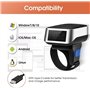 ININOSNP Scanners Portables Scanner de Doigt sans Fil 2D Portable QR Code Ring Barcode Scanner Wearable Mini Bar Code Reader Blu
