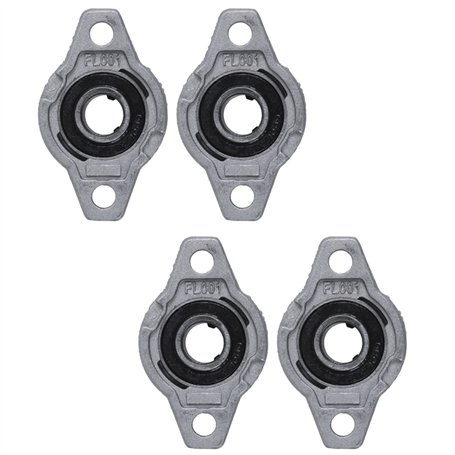 Bonkshire Lot de 4 blocs de roulement à bride FL001 - Alliage - 12 mm - Auto-alignant