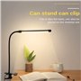 Huudngeje 8W LED Clip sur La Lampe, Lampe de Bureau avec 3 Modes 2M Gradateur de Câble Lampes de Table À Pince 10 Niveaux