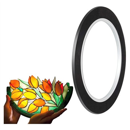 Rtauhife Lignes de Plomb en PET Noir pour Vitraux Bandes de Plomb pour Vitraux 3 mm 216 Pieds pour Surfaces de Peinture sur Verr