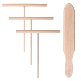 Joskeijky Ensemble de 4 Spatules en Bois en Forme de T pour Étaler la Pâte à Crêpes