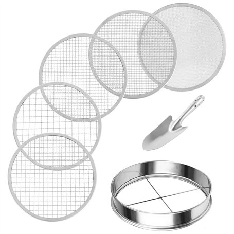 Sirxlevcy Ensemble de Tamis à Énigme en Acier Inoxydable pour le Jardinage avec 5 Tailles de 8 Pouces de Diamètre 1/3/6/9/12 Mm