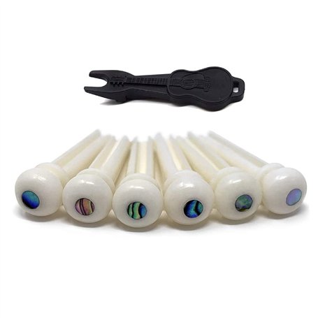 Spactz Chevilles de chevalet en os de bétail pour guitare acoustique avec de coquille de perle pour accessoires de guitare folk