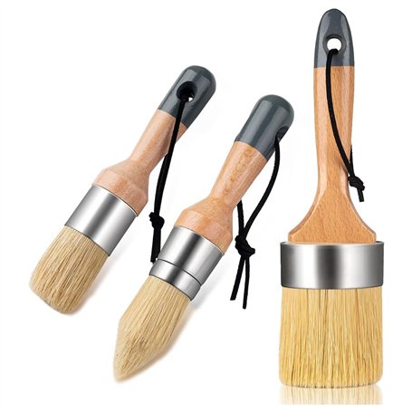 LOLPALONE Lot de 4 pinceaux de peinture à la craie et à la cire et petits pinceaux pour peinture à la craie