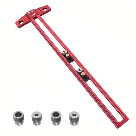 Muuoeou Règle de perçage 2 en 1 pour le travail du bois - Avec douille de perçage de 6/8/10 mm - 50 cm
