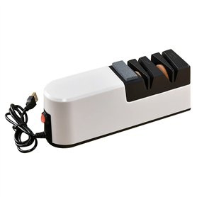 Yheonver Aiguiseur de Couteaux éLectrique USB AffûTeur RéGlable Automatique 3 éTapes pour Couteaux Ciseaux AffûTeur Domestique