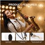 Sangle de de Saxophone, Sangle de de Sax, Sangle de de Clarinette Tour de en Cuir Blanc, Blanc + Noir