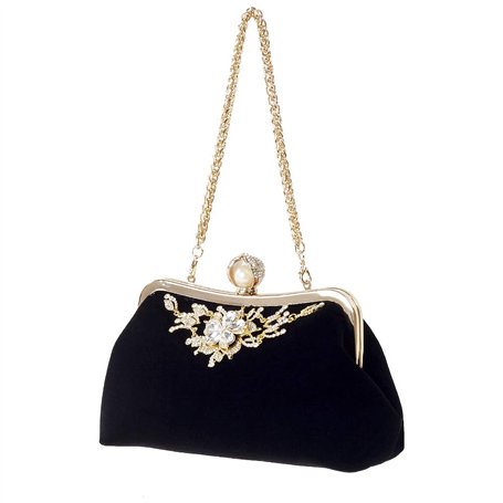 AMIUHOUN Sac à main en perles de diamant vintage en cristal de vendange Sac de soirée Sac d'embrayage de mariage Banquet de mari