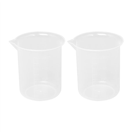 Tsadeer Bécher de laboratoire gradué bécher en transparent épaissir bouchon doseur 200 ml 2 pièces