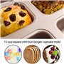 Nettoppo 12 Tasses Carré Mini Pain Hamburger Muffin Moule à Cupcake pour MéNage AntiadhéSif Plat de Cuisson Four Plateaux Pâtiss