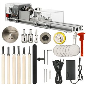 Joskeijky Mini Tour Machine Bricolage Travail Du Bois Tour à Bois Fraiseuse Meulage Perles De Polissage Perceuse Ensemble D'Outi