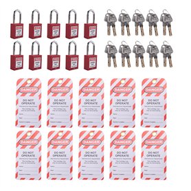 Feriany de Verrouillage et D'Isolement Rouge avec 10 Étiquettes de Verrouillage et D'Isolement