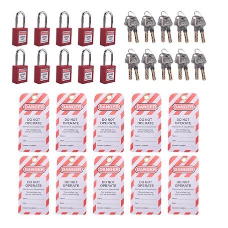 Feriany de Verrouillage et D'Isolement Rouge avec 10 Étiquettes de Verrouillage et D'Isolement