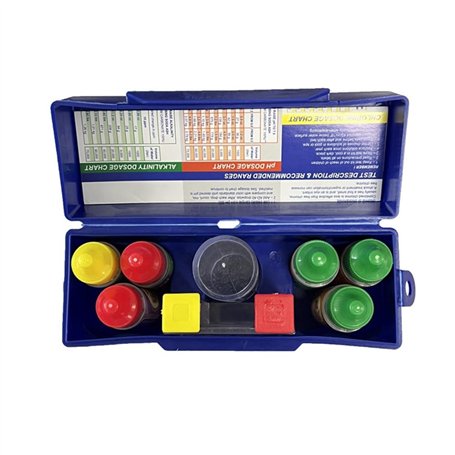 Bnnlqpsttg Kit de Test à 5 Voies pour Piscine et Spa Demande en Acide Chlore Alcalinité Totale PH Testeur de Qualité de L'Eau En