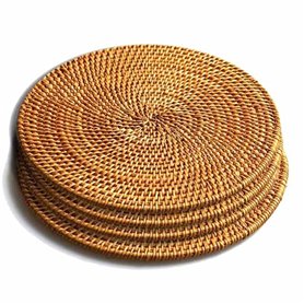 Wresetly Lot de 4 dessous de plat isolés en rotin pour plats chauds