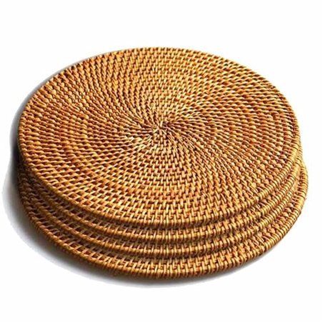 Wresetly Lot de 4 dessous de plat isolés en rotin pour plats chauds
