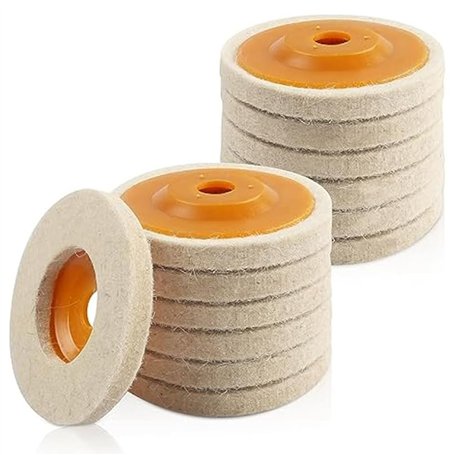 JUJNE Lot de 14 disques de polissage en feutre de laine pour meuleuse d'angle à 4 angles
