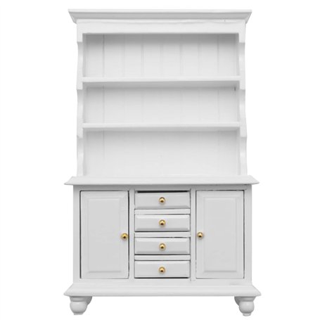 Pmkvgdy Bibliotheque Cabinet Multifonctionnel en Bois Mobilier Miniature pour 1/12 de Poupee - Blanc
