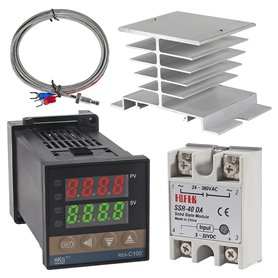 Ggnaxivs Régulateur de Température PID -C100 Kit de Thermostat Haute Tension 100ACV à 240ACV+Relais SSR 40DA+ Sonde K