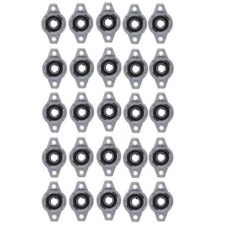 LLKOZN Lot de 20 blocs de roulement à bride FL001 - Alliage - 12 mm - Auto-alignant