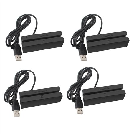 Dxoniislh 4X MSR90 USB Lecteur de Carte à Bande MagnéTique Lecteur de Carte Bande 3 Pistes Mini Swiper pour USB PC