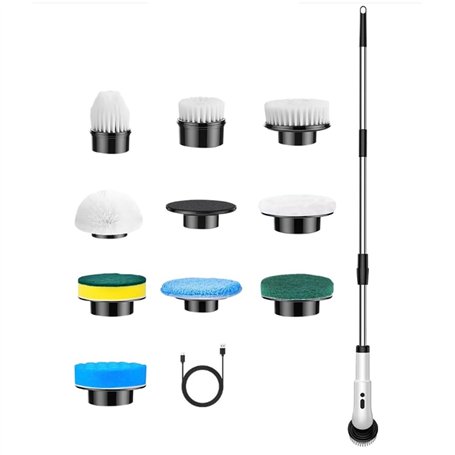 Okeeyseda 9 Têtes de Brosse Remplaçables Brosse de Nettoyage sans avec Manche Long Réglable et Détachable