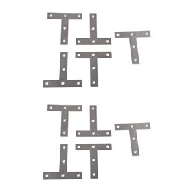 Lot de 10 équerres plates en forme de T 80 mm x 80 mm