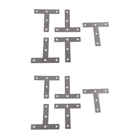 Lot de 10 équerres plates en forme de T 80 mm x 80 mm