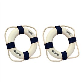 Potadak Lot de 2 bouées de sauvetage en mousse de bienvenue à bord - Décoration murale - Bleu - 50 cm