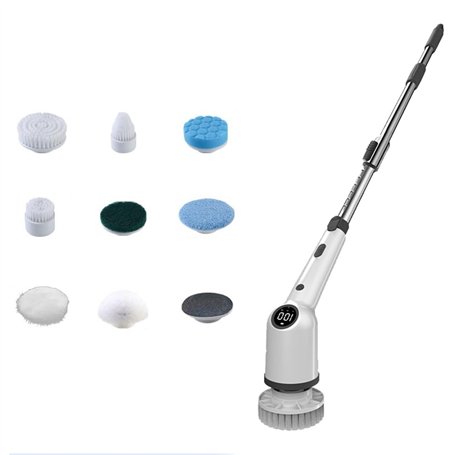 Ujjdwiurgh Épurateur Électrique pour Le Nettoyage avec 9 Têtes de Brosse Remplaçables Brosse de Nettoyage sans pour Salle de Bai