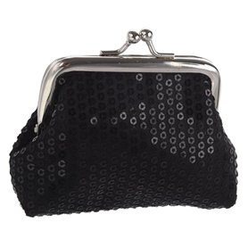 Porte-Monnaie a Paillettes Mini Portefeuille de Boucle pour Femmes (Noir)
