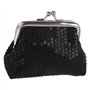 Porte-Monnaie a Paillettes Mini Portefeuille de Boucle pour Femmes (Noir)