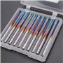 Jufjsfy 10pcs 3.175 Fraise d'Extrême Droite Revêtement de Bec Bleu 2 Fraise de Carbure de Flûte Fraise pour MDF Plastique Bit
