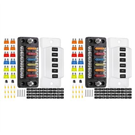 iToQ 2X Boîte à Fusibles à Lame de Bloc de Fusible à 6 Voies avec Bus Négatif - ATC/ATO pour Bateau Yacht Véhicule Auto RV Voitu