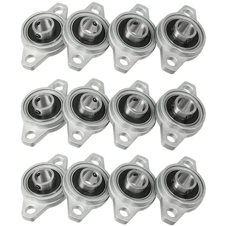 Bonkshire KFL001 Lot de 12 roulements à paliers auto-alignants 12 mm avec palier à bride en alliage de zinc Boîtier de roulement