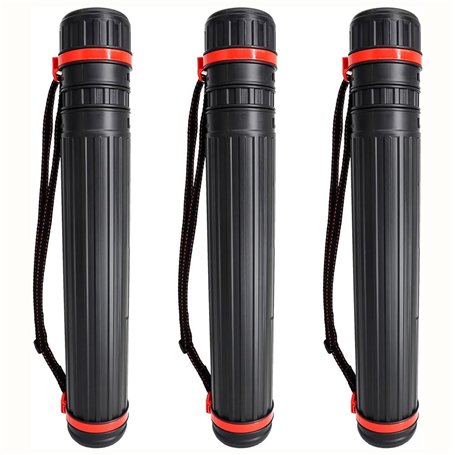 KIKAPA Lot de 3 tubes télescopiques en plastique PE noir pour affiches