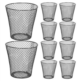 Muuoeou Lot de 10 corbeilles à papier rondes en treillis métallique
