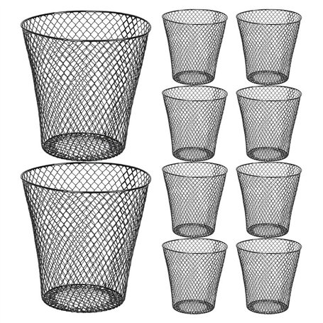 Muuoeou Lot de 10 corbeilles à papier rondes en treillis métallique