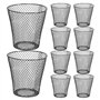 Muuoeou Lot de 10 corbeilles à papier rondes en treillis métallique