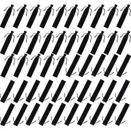 Fvoagaou Lot de 100 à crayons en velours noir avec cordon de serrage - Porte-stylo individuel - Pour l'école