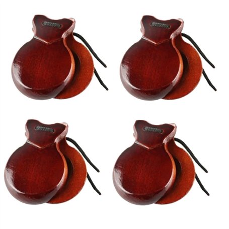 AMIUHOUN 4 PièCes Castagnettes Espagnoles Castagnettes de Flamenco Traditionnelles Castagnettes à Percussion à Main en Bois Inst